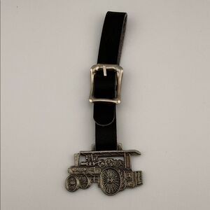 Vintage Case Watch Fob Black Leather with Silver Buckle
